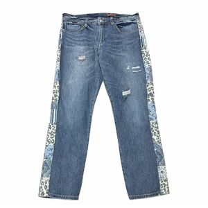 Pilcro Blue and Patterned Straight Jeans